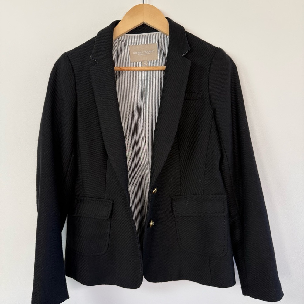 Banana Republic Blazer‎ Black Gold Buttons Size 6P - Picture 10 of 12